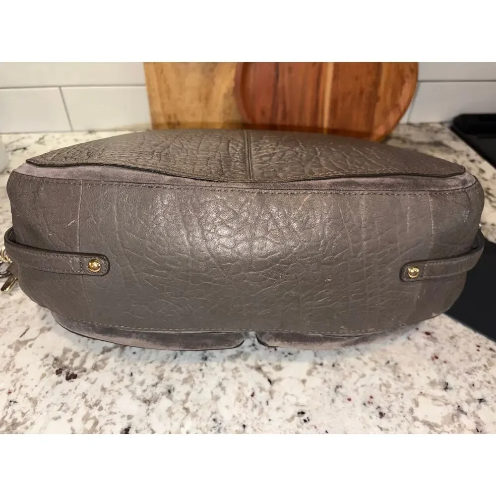 Coach 17781 Grey Chelsea Flagship Dowel Shoulder Bag Pebbled Leather Satchel